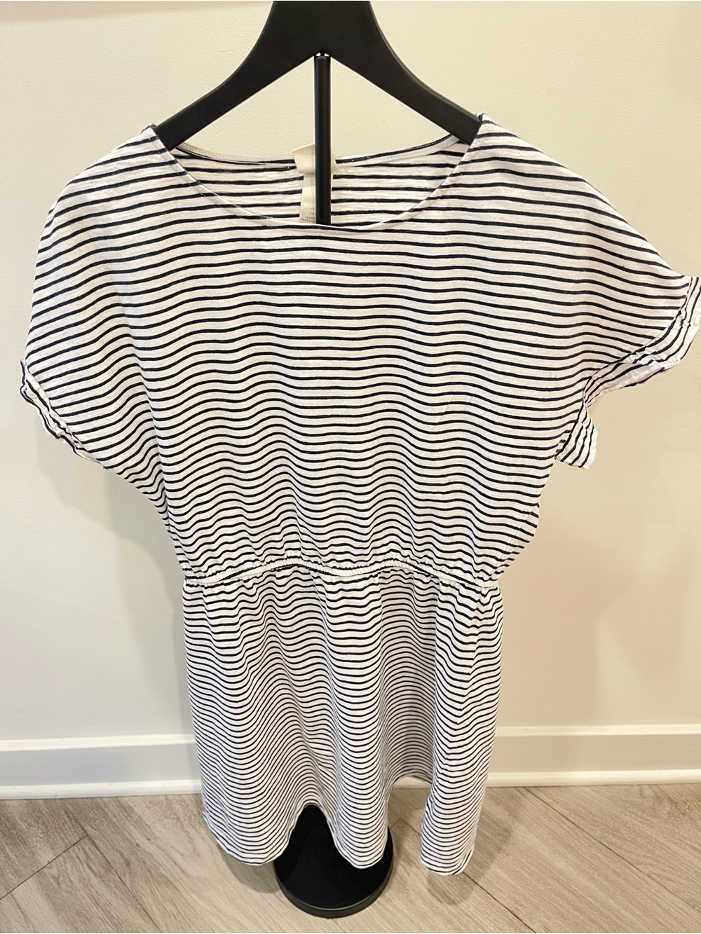 H&M Black & White Striped Short-Sleeve Tunic size M